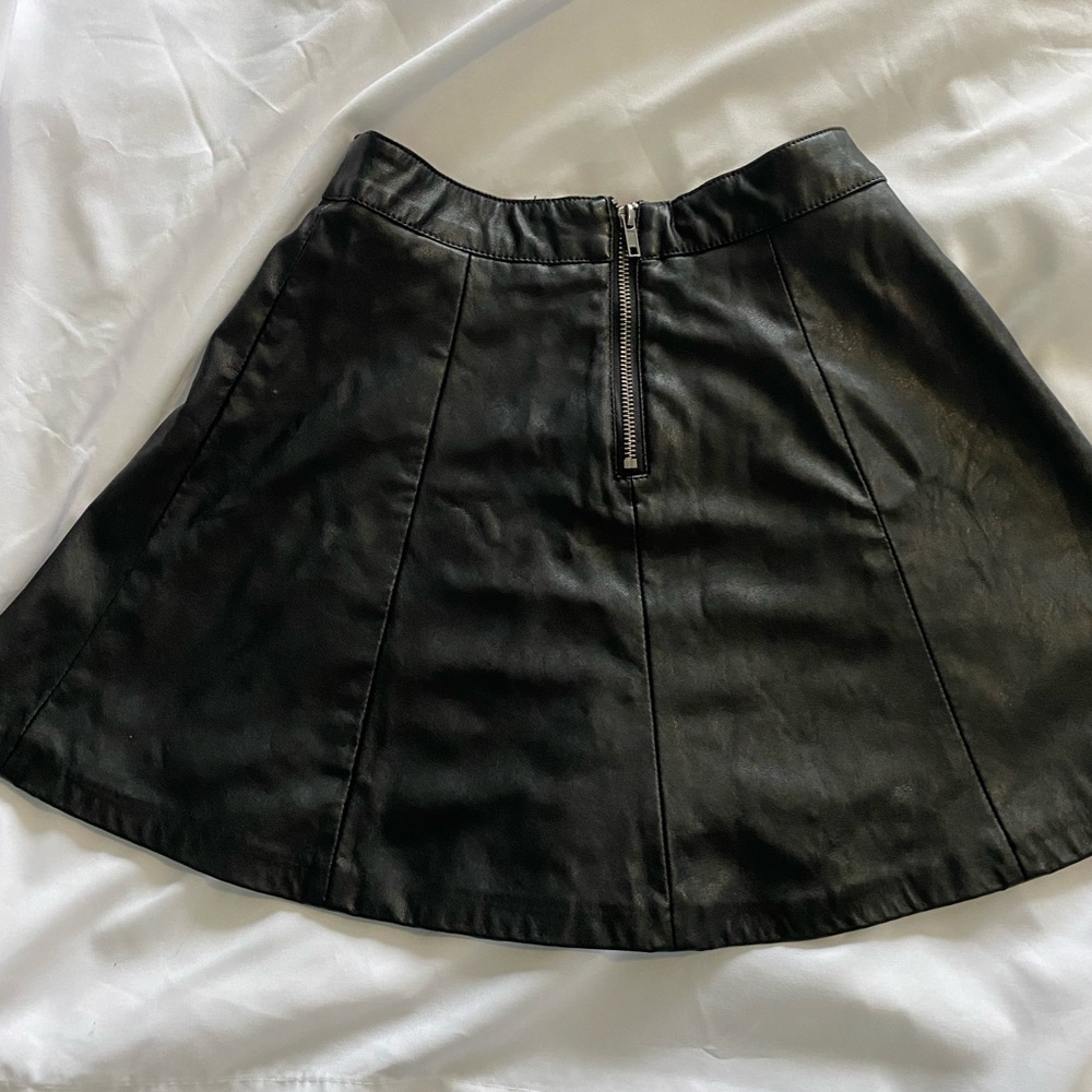 Divided leather mini skirt